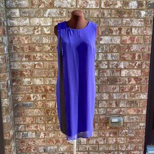 NWT Donna Karan NY Crew Neck Sleeveless Colorblock Blue & Black Dress Size 8